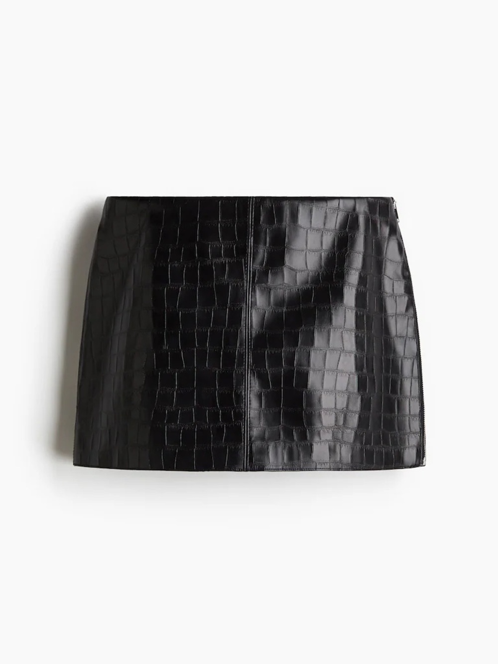 H&M Divided Black Crocodile Pattern Mini Skirt Size 14